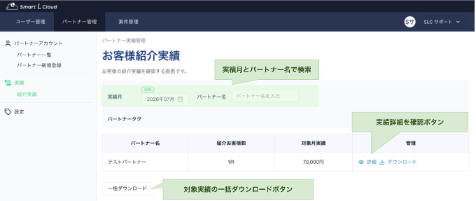 パートナー管理 画面イメージ