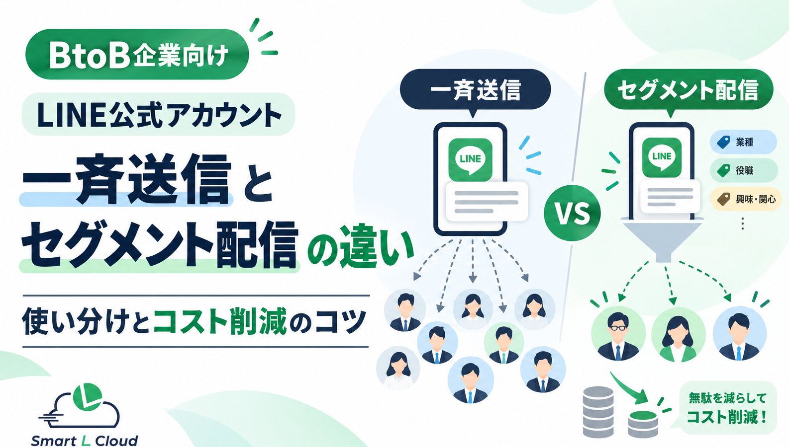 【BtoB企業向け】LINE公式アカウントの一斉送信とセグメント配信の違いは？使い分けとコスト削減のコツ